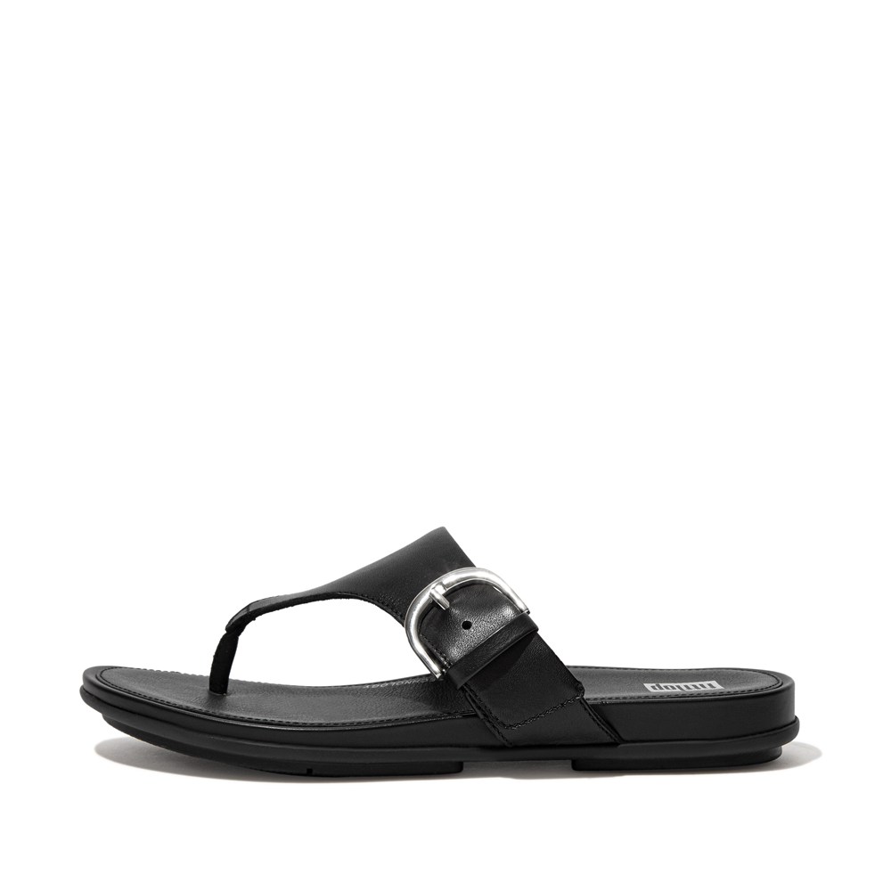 Fitflop Womens Sandals Black - Gracie Buckle Leather Toe-post - AT8359067